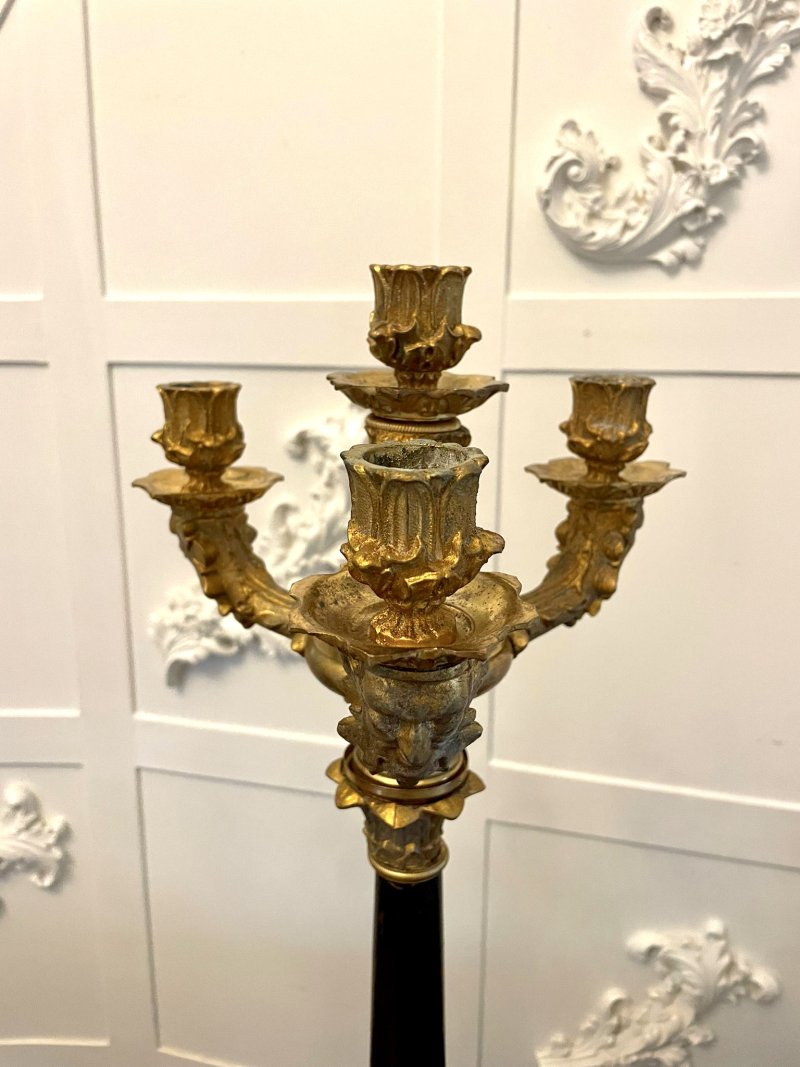 Quality Pair of Antique Regency Ornate Ormolu Four Arm Candelabra - Image 8